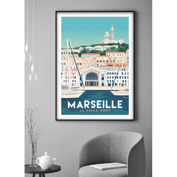 Affiche de Marseille Format 30 x 40 cm Support Papier 250g satin